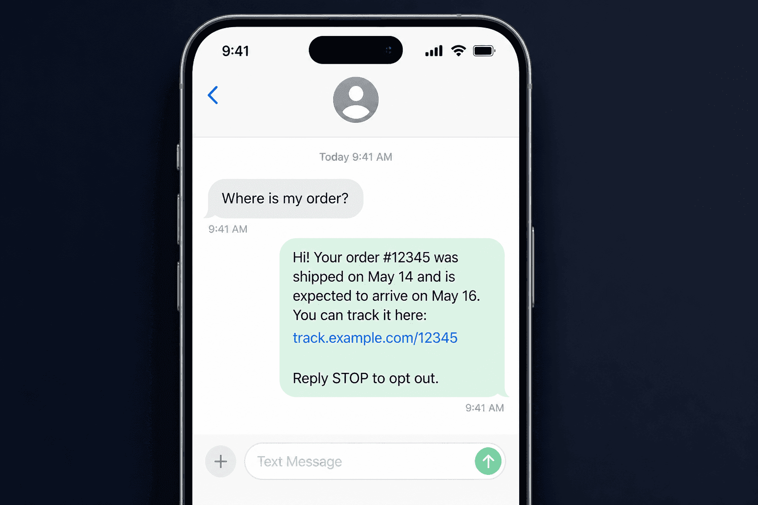 AI agent resolving a customer question over SMS